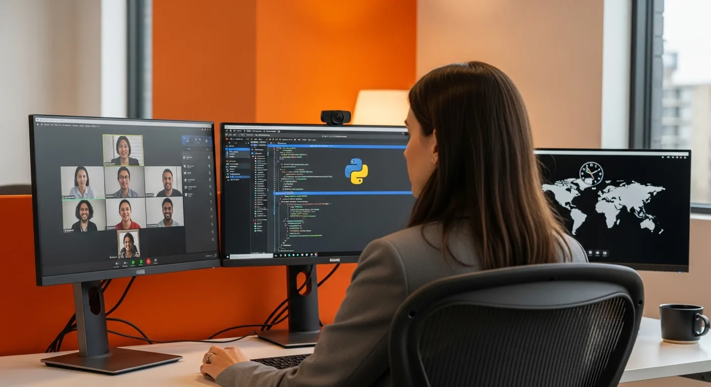 Senior software developer working as part of a remote engineering team extension